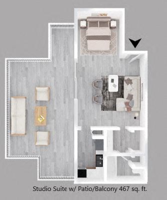Studio suite floor plan.